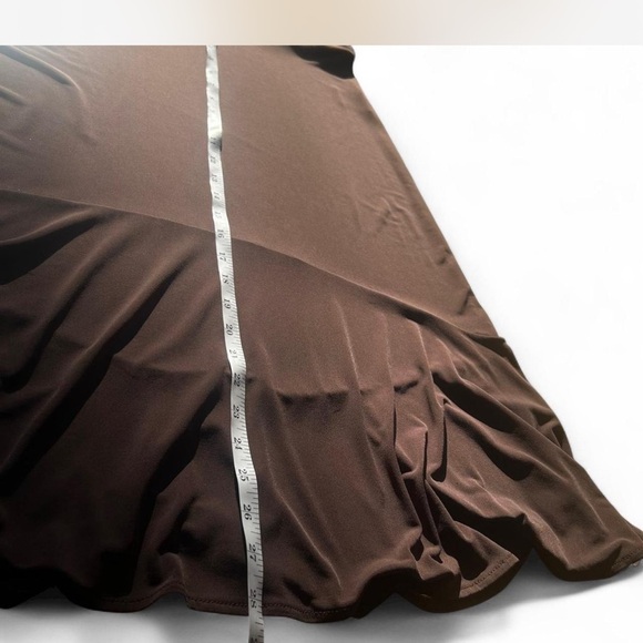 Chocolate Brown Maxi Skirt Mermaid Elastic Waistband Drop Waist Size Large - Picture 4 of 6